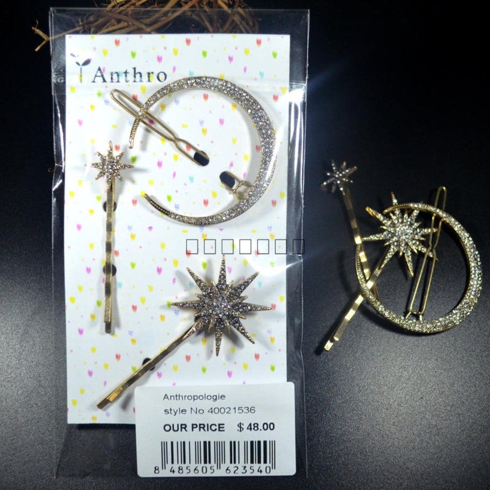 Anthropologie  Night Sky Bobby Pin Set - Picture 2 of 2